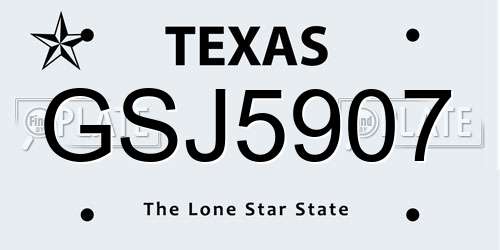 GSJ5907 Texas License Plate