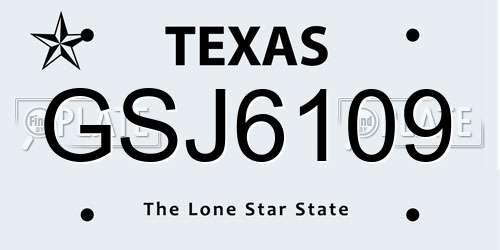 GSJ6109 Texas License Plate