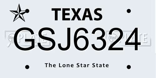 GSJ6324 Texas License Plate