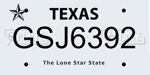GSJ6392 Texas License Plate