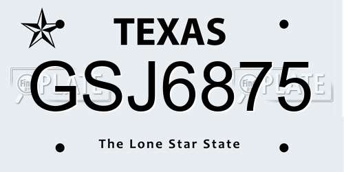 GSJ6875 Texas License Plate