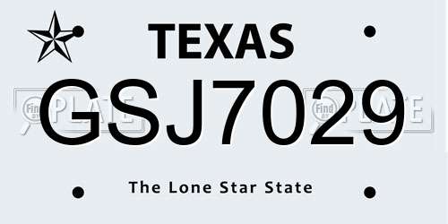 GSJ7029 Texas License Plate