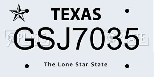 GSJ7035 Texas License Plate