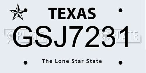 GSJ7231 Texas License Plate