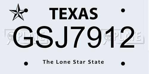 GSJ7912 Texas License Plate