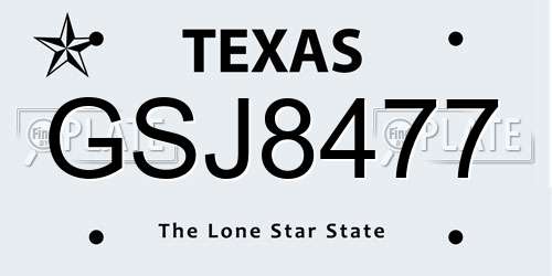 GSJ8477 Texas License Plate