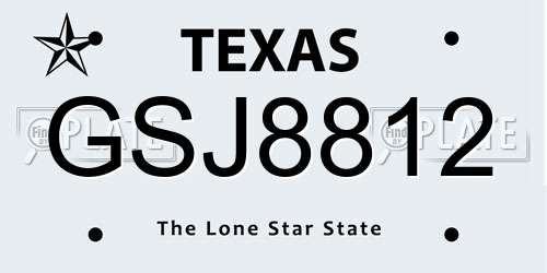 GSJ8812 Texas License Plate