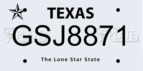 GSJ8871 Texas License Plate