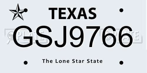 GSJ9766 Texas License Plate