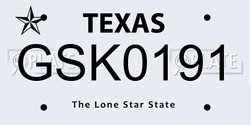 GSK0191 Texas License Plate