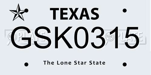GSK0315 Texas License Plate