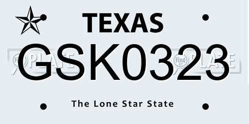 GSK0323 Texas License Plate