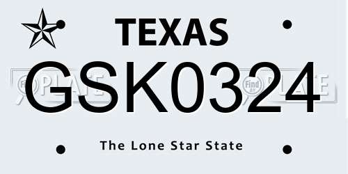 GSK0324 Texas License Plate