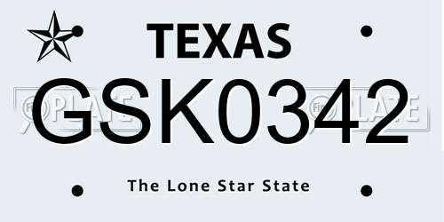 GSK0342 Texas License Plate