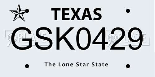GSK0429 Texas License Plate