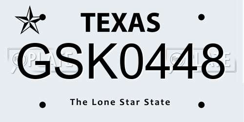 GSK0448 Texas License Plate