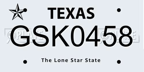 GSK0458 Texas License Plate