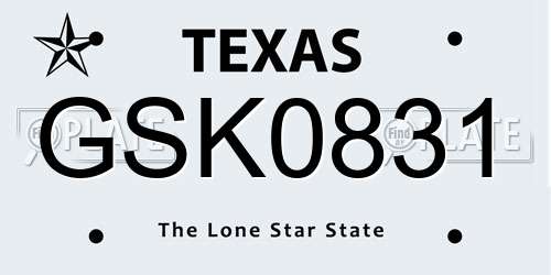 GSK0831 Texas License Plate