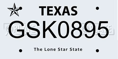 GSK0895 Texas License Plate