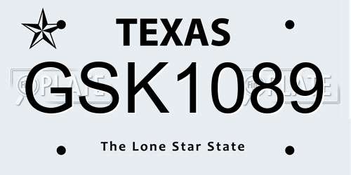 GSK1089 Texas License Plate