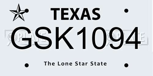 GSK1094 Texas License Plate