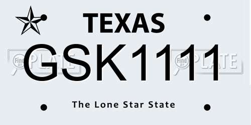 GSK1111 Texas License Plate