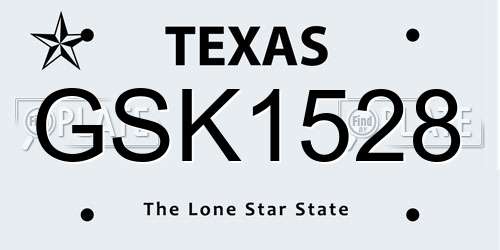 GSK1528 Texas License Plate