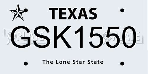 GSK1550 Texas License Plate