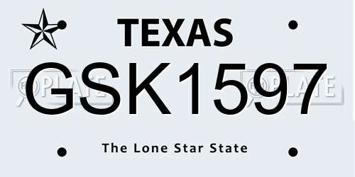 GSK1597 Texas License Plate
