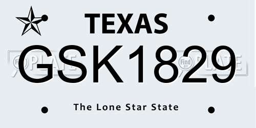 GSK1829 Texas License Plate