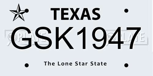 GSK1947 Texas License Plate