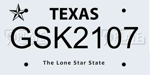 GSK2107 Texas License Plate
