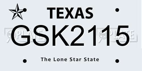 GSK2115 Texas License Plate