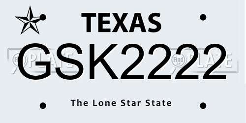 GSK2222 Texas License Plate
