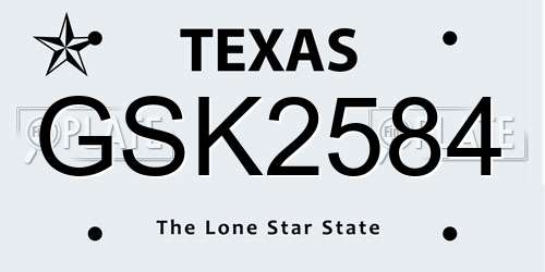 GSK2584 Texas License Plate
