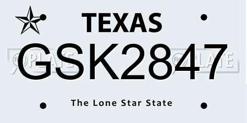 GSK2847 Texas License Plate