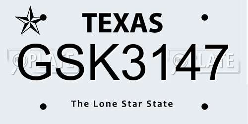 GSK3147 Texas License Plate