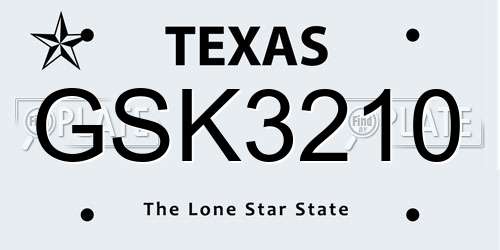 GSK3210 Texas License Plate