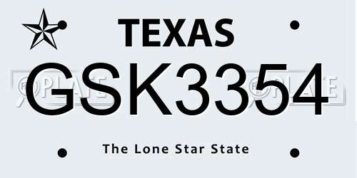 GSK3354 Texas License Plate