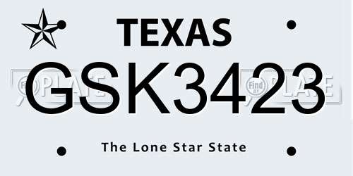 GSK3423 Texas License Plate
