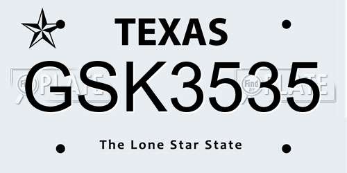 GSK3535 Texas License Plate