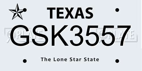GSK3557 Texas License Plate