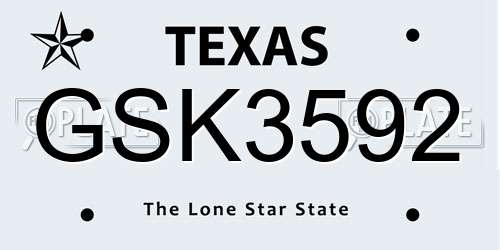 GSK3592 Texas License Plate
