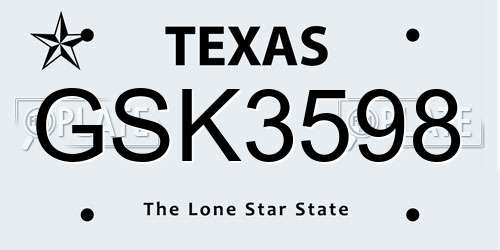 GSK3598 Texas License Plate