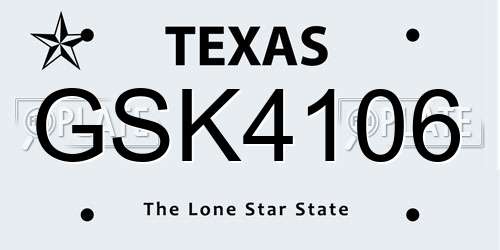 GSK4106 Texas License Plate
