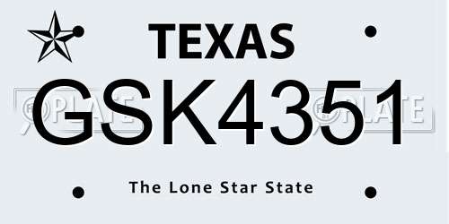GSK4351 Texas License Plate