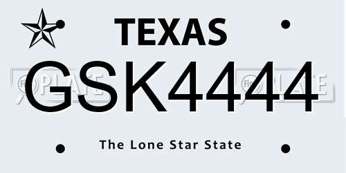 GSK4444 Texas License Plate