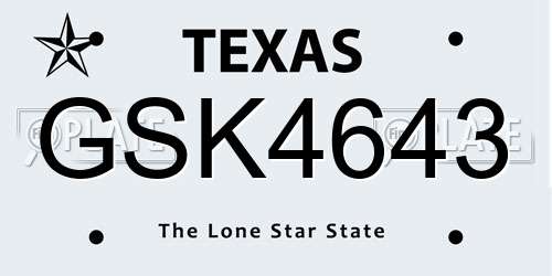 GSK4643 Texas License Plate