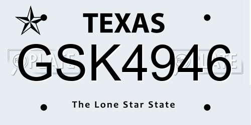 GSK4946 Texas License Plate