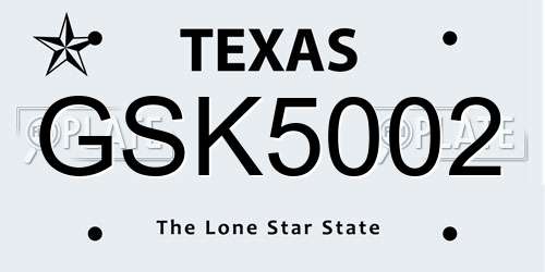 GSK5002 Texas License Plate